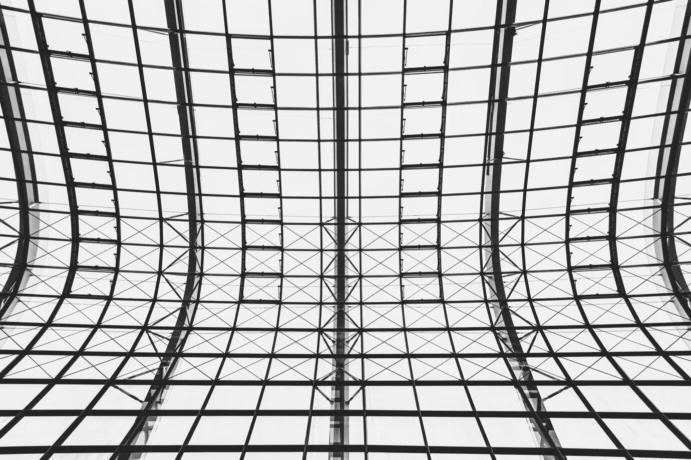 Abstract exterior architecture with a glass window roof